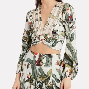 PatBo Tropical Cropped Wrap Top